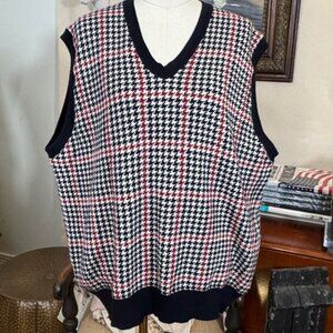 Brooks Brothers Scottish Cashmere White Navy Red Herringbone Plaid Vest mens XL